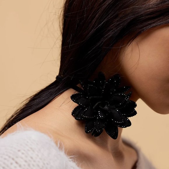 SOLD- Free People From Dusk Till Dawn Choker Black w/ Rhinestones NWT - Picture 3 of 5